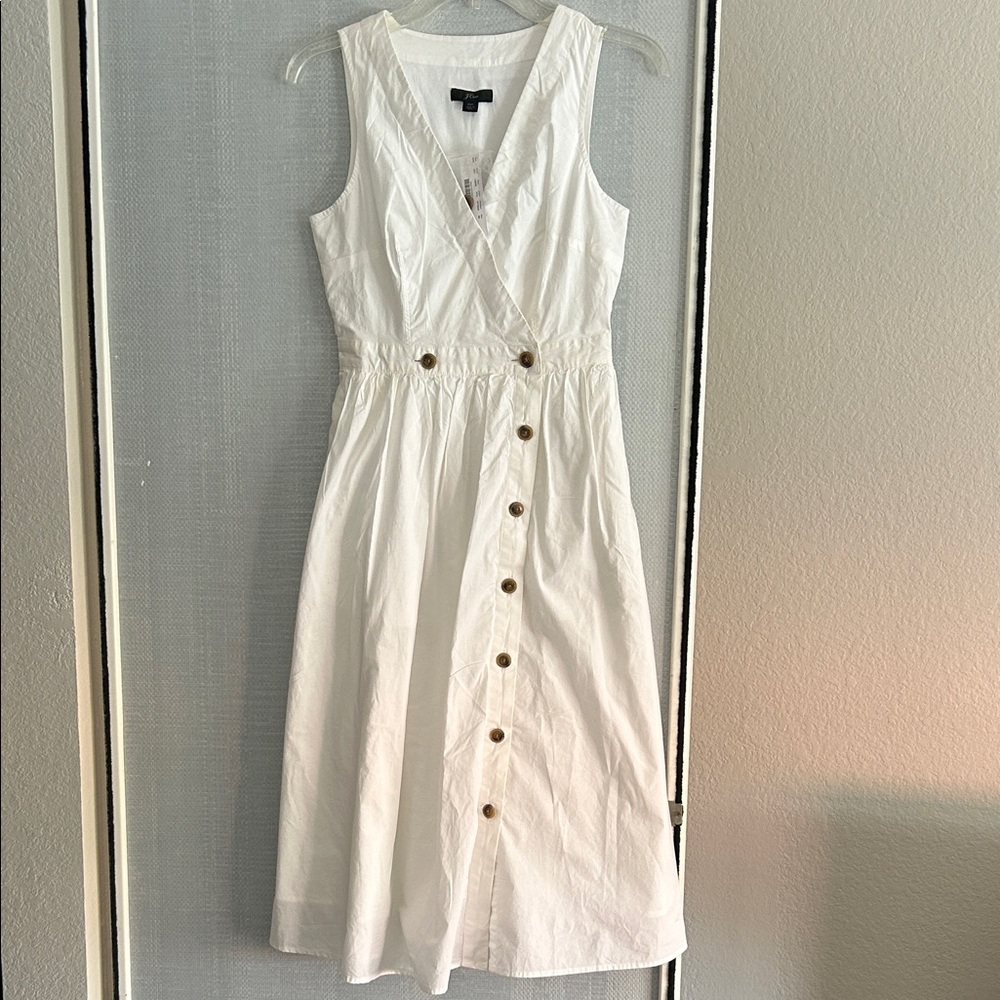 NWT J Crew White Sleeveless Button-Down Dress